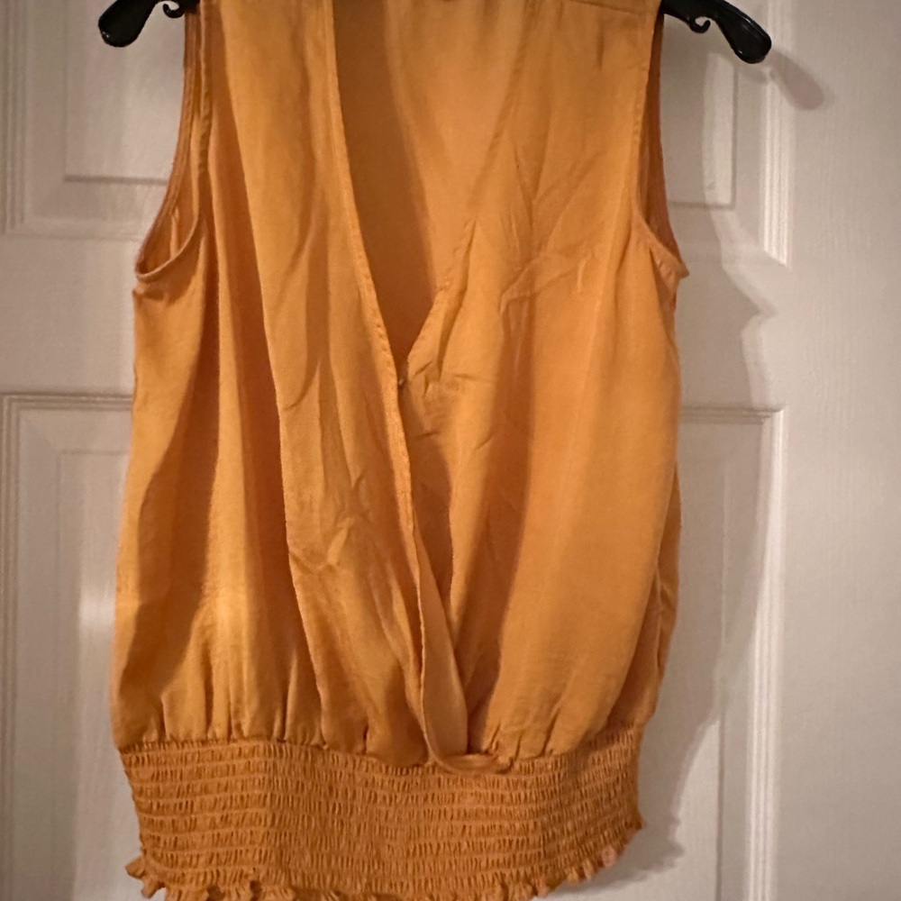 Women's Sleeveless V-Neck Top - Mustard